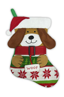 Knitted Pet Dog Christmas Stocking with Santa Hat