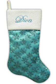 Diva Sequin Snowflake Christmas Stocking with Fleece Cuff