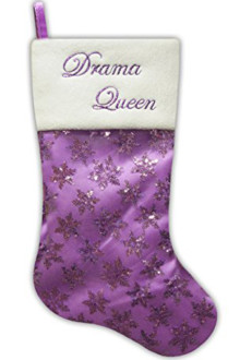 Drama Queen Sequin Snowflake Christmas Stocking with Fleece Cuff