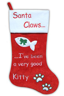 Santa Claws Pet Cat Velvet Christmas Stocking